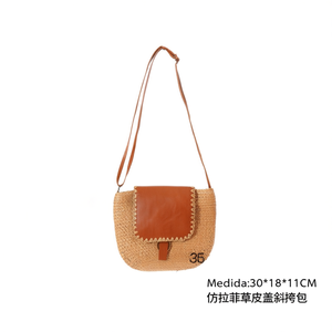 Borsa a Tracolla BOLSOS in Finta Rafia con Patta 30x18x11cm, Borsa da Donna - Product Image 3