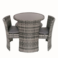 Table et chaises de jardin extérieur en gros, tissage artificiel, cadre en métal, pour balcon, gain de place