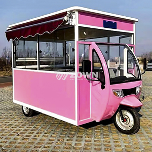Carrito de Venta de Comida Móvil Eléctrico Blanco de Tres Ruedas / Carritos de Venta de Comida / Remolque de Comida Rosa en Venta - Product Image 2