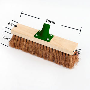 Brosse de nettoyage en fibre naturelle de palmier cacao, poils doux et moelleux, fond en bois massif, épaissi, usage domestique, manche rigide - Product Image 4