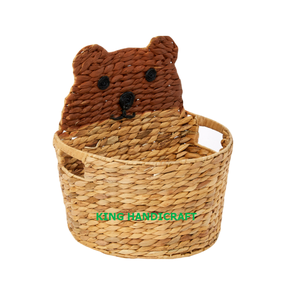ตะกร้าเก็บของลายการ์ตูนแมว สำหรับห้องนอนเด็ก รูปทรงกลม ดีไซน์ทำมือ - Product Image 4
