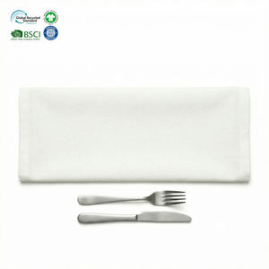 Servilletas de Tela Blancas para Banquetes al por Mayor, 20x20 Pulgadas, Polialgodón, Reutilizables, Ecológicas, Impermeables, para Ferias Comerciales y Convenciones - Product Image 1