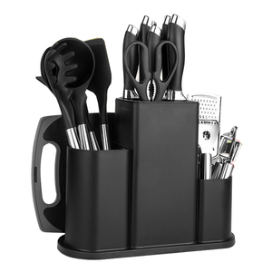 20-Piece Stainless Steel Grip Eco-Friendly Luxury Premium Kitchen Utensil Set in Black Pink Green with <b>Silicone</b> Cooking <b>Tools</b> - Product Image 1