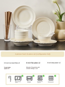 <strong>Cream</strong> Style High-Grade Beautiful Embossed Light Luxury Pottery Ceramic Dinnerware Sets with Cup Kit-Business <strong>Gift</strong> - Product Image 6