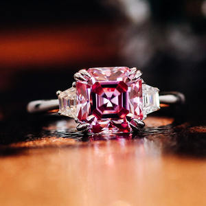 GRA Bague de mariage en or K 1-3 Carat Cut Rose Moissanite Cadeau d'anniversaire Bague haut de gamme pour petite amie Bague de bijoux en diamant - Product Image 1