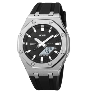 SKEMI 2243 haute qualité double Movt alarmes montres quotidiennes en Silicone Reloj montre à Quartz numérique pour hommes - Product Image 6