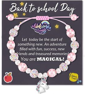 Pink Unicorn Charm Bracelet for Girls Cute Adjustable Pearl Rhinestone Unicorn Bracelets for <strong>Niece</strong> Girls Daughter Christmas <strong>Gift</strong> - Product Image 5
