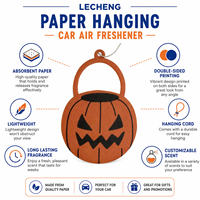 Désodorisant de voiture personnalisé en forme de citrouille d'Halloween, carte parfumée suspendue, ornement d'intérieur automobile avec tête de carte et sac OPP