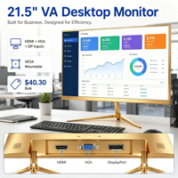 Monitor de Computadora FHD de 21.5 Pulgadas, Panel VA, 1080P, 60Hz, HDMI, VGA, DP, VESA, Soporte de Metal, Oficina, Hogar, Negocios, Suministro al por Mayor, Fábrica OEM