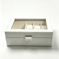 Boîte de rangement pour montres en PU blanc, 6 emplacements pour montres, fenêtre en verre transparent, verrouillage, organisateur pour la maison, cadeau d'anniversaire, cadeau d'entreprise, logo personnalisé