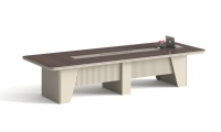 Grande table de conférence avec boîte de gestion des câbles - Design moderne en bois pour réunions de direction