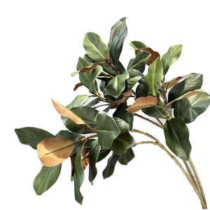 Alta calidad 110cm 2 cabezas Artificial Real Touch látex Yulan Magnolia hojas de naranja ramas de árbol decoración de flores europeas - Product Image 1