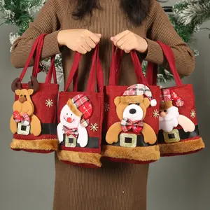 2024 nuevo regalo para niños bolsa de Navidad lindo Santa Claus muñeco de nieve bolsa de dulces de felpa bolso de regalo de Navidad