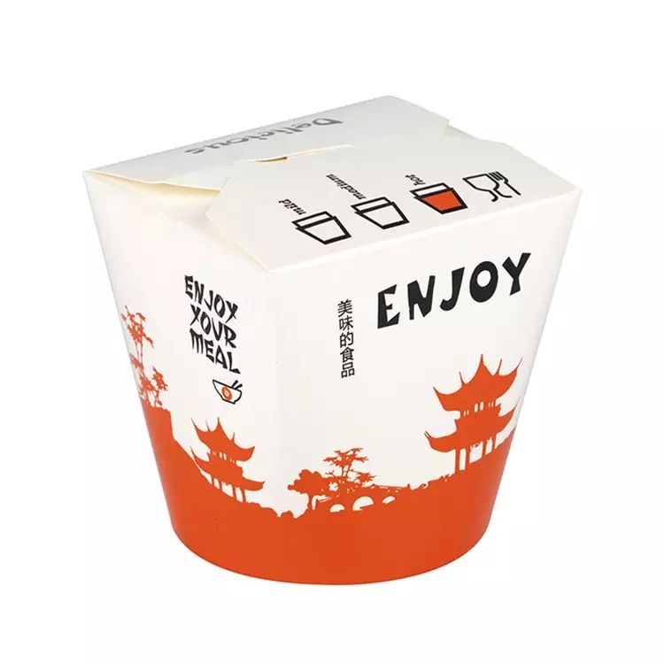 High Quality Biodegradable Pasta Noodle Bucket Custom Disposable Noodle Paper Box