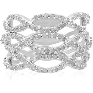 Anillo de compromiso de encaje de plata de ley Jewelspaark con diamante blanco natural de 1,14 quilates, corte brillante redondo, para mujer, talla 5 de EE. UU. - Product Image 1