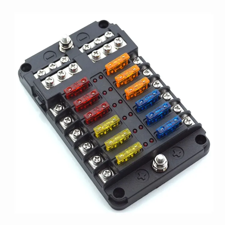 2023 Wholesale Price 12 Way Blade Fuse Box With Led Light Indication Protection Cover Holder Fuse Holder Box Block For Car Boat