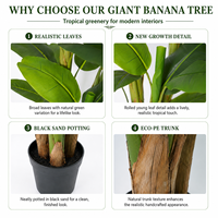 Grand palmier bananier artificiel de 170 cm en PE, ignifuge et résistant aux UV, plante tropicale décorative écologique
