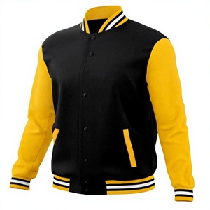 Blouson Bomber Unisexe en Denim Noir et Jaune Écologique Vintage avec Manches Contrastantes, Col Rabattu et Fermeture Boutonnée Simple - Product Image 4
