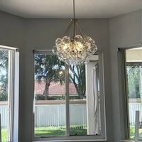 3 - Light Dimmable Sphere Lustres Glass Globe Shades Clear Bubble Mid-century Bathroom Ambient 3-light Cluster Pendant Light