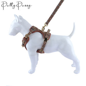 Conjunto de Collar y Arnés para Mascotas Personalizable con Logotipo, Material de Tela Oxford a Rayas, Reflectante, Transpirable, Ajustable, Resistente y Duradero - Product Image 1