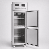 Réfrigérateur vertical commercial à double température haute efficacité en acier inoxydable, capacité 500L, 2/4 portes, numérique