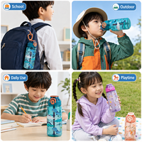 Bouteille d'eau en PC avec paille pour enfants GY-534 600ml, personnalisable OEM, MOQ 3000 pièces, logo, couleur, matériau, emballage pour importateurs et distributeurs