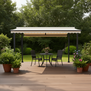 Set di Pali per Tenda da Sole in Ferro Antracite 118.1x96.5 Pollici, Operazione Manuale, Ombreggiatura Autoportante per Patio - Product Image 2