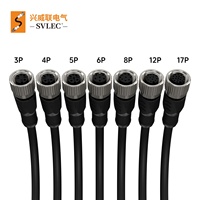 SVLEC M12 Connecteur circulaire étanche à angle métallique mâle à femelle à 4 broches pour l'aviation