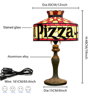 Miễn Phí Nhiệm Vụ Cổ Điển Độc Đáo Đẹp Phong Cách Hiện Đại Tiffany Phong Cách Bảng Đèn Pizza Hut Nhà Hàng Kính Màu Bàn Đèn - Product Image 5