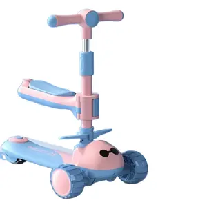 热卖便宜的3轮骑行折叠大轮滑板车儿童三合一多功能婴儿学步车
