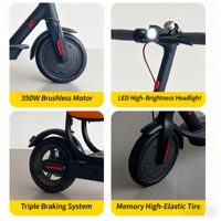 Trottinette électrique en alliage d'aluminium 350W, batterie au lithium sans balais, pliable, étanche, contrôle par application, autonomie 25-30 km, pour adulte