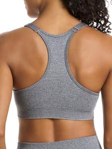 Lot de 2 soutiens-gorge de sport pour femme en nylon 100 %, sans coutures, à maintien élevé, avec bretelles croisées, décolleté en U et motif uni - Product Image 5