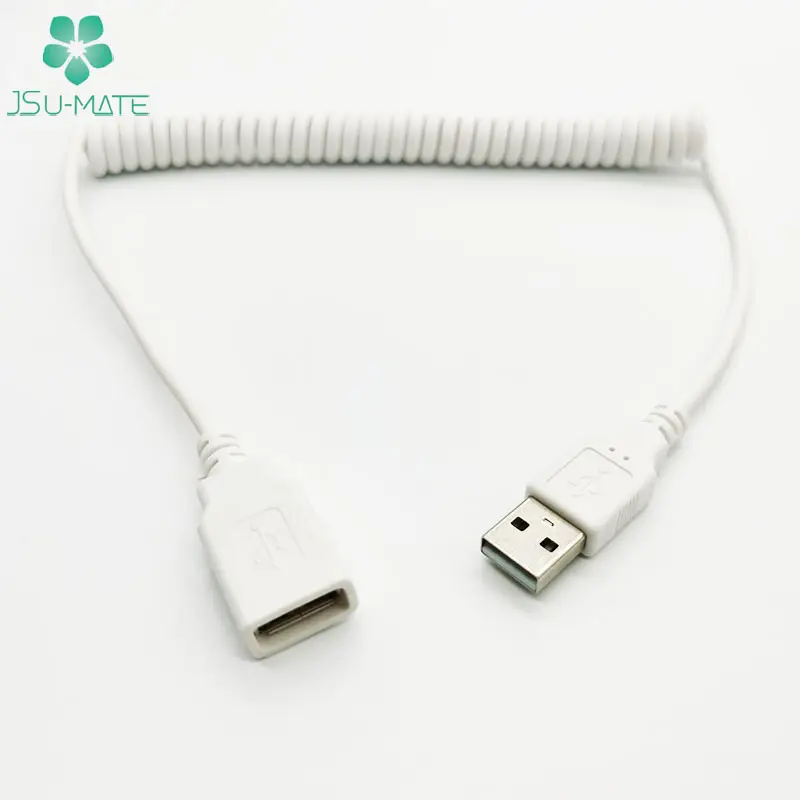 USB A Stecker-Buchse-Buchse Geschlecht Feder gewickeltes Spiralspulen-Ladekabel PU-Kabel