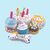 Jouet pour chien en peluche en forme de gâteau d'anniversaire, jouet interactif à mâcher, fête, gâteau moelleux qui couine, jouet pour animaux de compagnie, produits pour animaux de compagnie