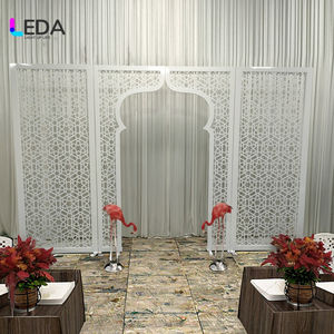 LEDA estilo marroquí blanco hueco patrón arco Panel telón de fondo FONDO DE Metal para decoración de eventos de boda - Product Image 1