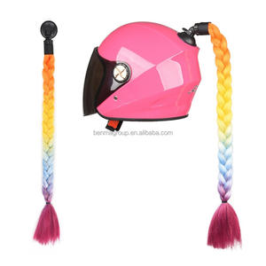 오토바이 헬멧 브레이드 램프 트위스트 흡착식 모터바이크 헬멧 장식 여성용 가발 브레이드 듀얼 피그테일 포니테일 헬멧용 - Product Image 1