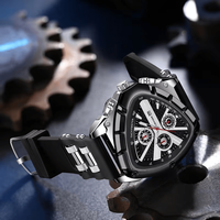 Montre à quartz pour homme noire créative, élégante, sportive, grand cadran triangulaire, chronographe, montre-bracelet, Relogio Masculino