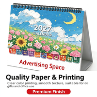 Calendrier de bureau spirale, pliable, sur pied, motif ciel nocturne, décoration de table, fournitures de bureau, cadeau, vente en gros