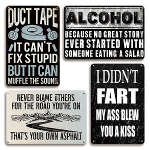ป้ายโลหะข้อความตลกเกี่ยวกับแอลกอฮอล์ เพราะไม่มีเรื่องราวที่ดีมีต้นกำเนิดมาจากใครบางคนที่กินสลัดบาร์ ตกแต่งผนังร้านกาแฟสำหรับห้องแมนเคฟหรือโรงรถ - Product Image 1