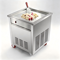 Machine commerciale à rouleaux de glace frite avec bac de travail en acier inoxydable et compresseur efficace pour snack-bars, kiosques et préparation de desserts
