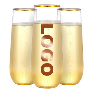 Verres à boire de 9 oz, compatibles lave-vaisselle, verres à vin en polycarbonate, flûtes à <span class=keywords><strong>champagne</strong></span> sans pied en plastique pour mariage - Product Image 1