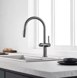 Robinet de <span class=keywords><strong>cuisine</strong></span> monocommande en acier inoxydable avec douchette extractible pivotante à 360°, fonction <span class=keywords><strong>eau</strong></span> chaude et froide, économiseur <span class=keywords><strong>d</strong></span>'<span class=keywords><strong>eau</strong></span> et anti-brûlure - Product Image 4