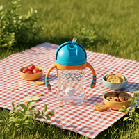 Bouteille de voyage pour enfants la plus vendue, 280 ml, sans BPA, en Tritan PP, avec paille escamotable, écologique, motif dessin animé mignon