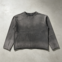 T-shirt vintage à manches longues de qualité supérieure, effet délavé, 300 g/m², personnalisable, pour homme