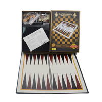 Jeu de société de Backgammon oriental de luxe classique en bois personnalisé avec disques solides et plateau de jeu de luxe