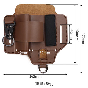Factory Custom Genuine Leather EDC Tactical Tool Organizer Belt Holster Flashlight <b>Knife</b> Pen <b>Holder</b> Outdoor Survival Gear - Product Image 2