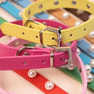 <span class=keywords><strong>Collar</strong></span> de Perro de Estilo Clásico con Anillo Acolchado para el Cuello, Pedrería Brillante y Cuero PU, <span class=keywords><strong>Collar</strong></span> para Mascotas con Diseño Sólido de Diamantes de Cristal - Product Image 3