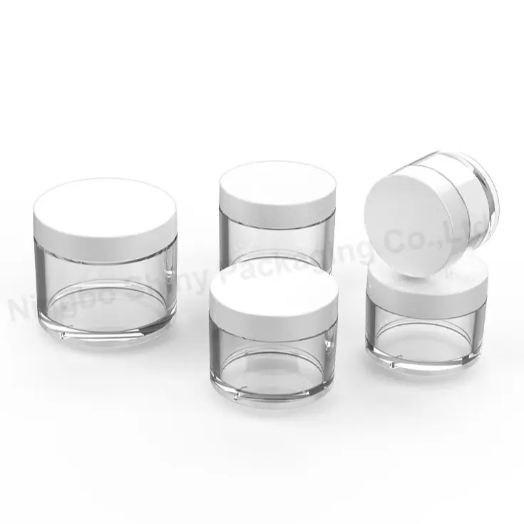 50g 80g 100g 120g 200g doppelwandiges klares schweres Glas Kunststoff-Creme glas Kosmetik behälter PET Heavy Wall Jar