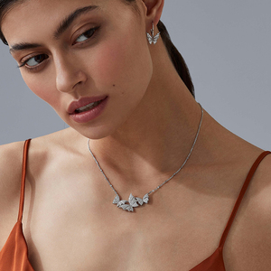 Gemnel Brillant Zircon Murmure Nocturne Argent Sterling 925 Design Unique Papillon Décorations Pendentif Collier Femmes - Product Image 5