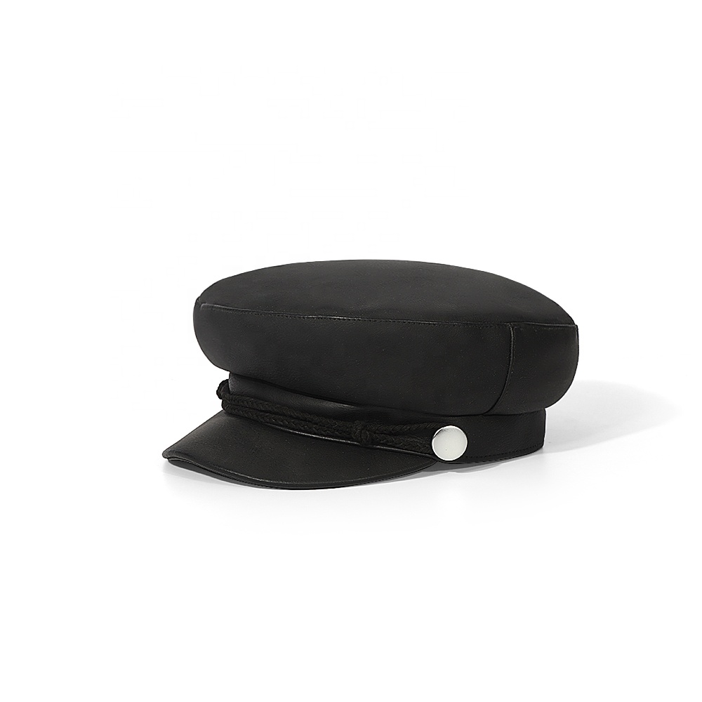 Ngoài Trời Giản Dị Newsboy Da Mũ Với Biểu Tượng Tùy Chỉnh OEM Lái Xe Beret Ivy Cap Retro Anh Visor Đầu Lớn Mũ Phẳng